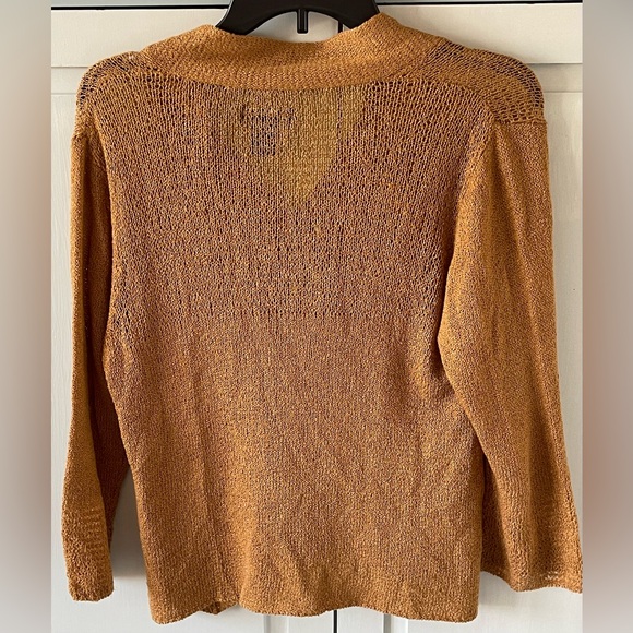 W River Cardigan Caramel Brown Open Front One Button 3/4 Bell Sleeves Size M - Picture 2 of 4